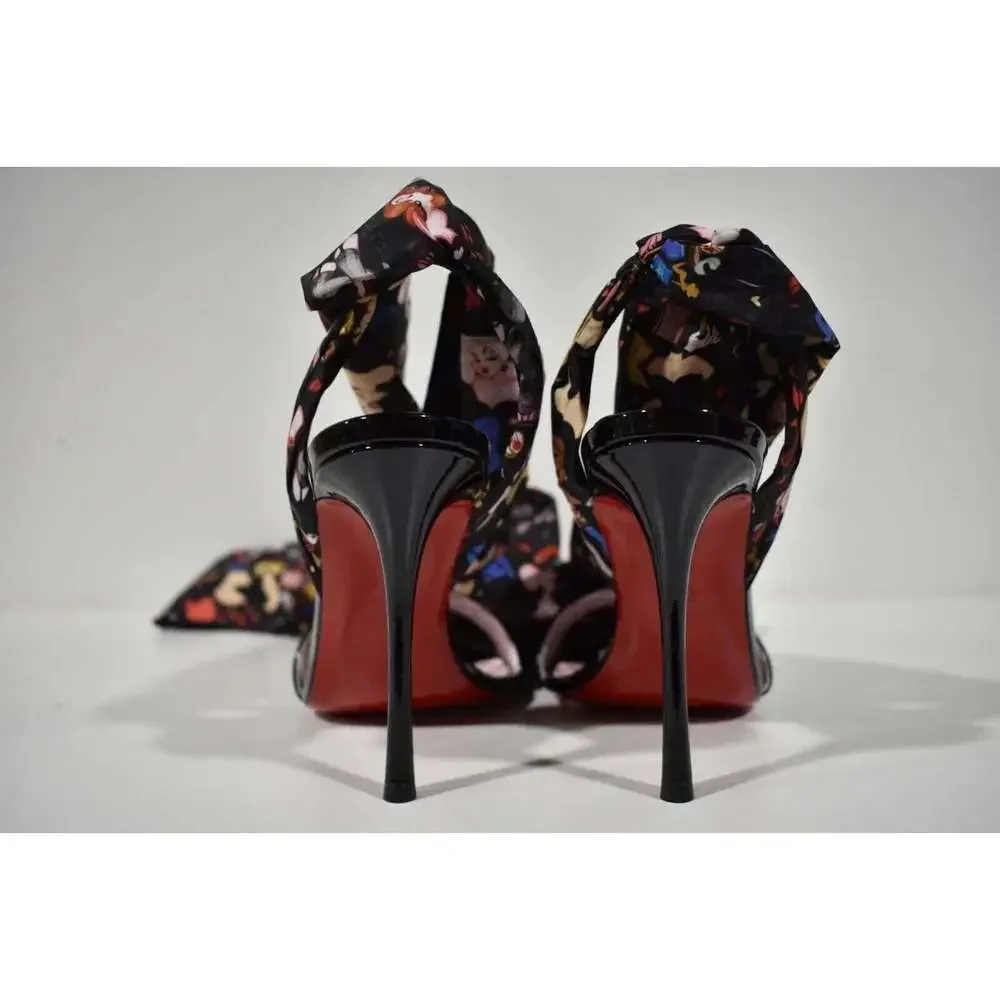 Christian Louboutin Fetish Du Desert 100 Black Lace Up Tie Sandal Heel Pump 39.5 - Picture 11 of 12